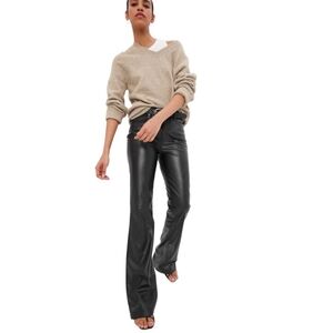 Black Leather Flare Pants